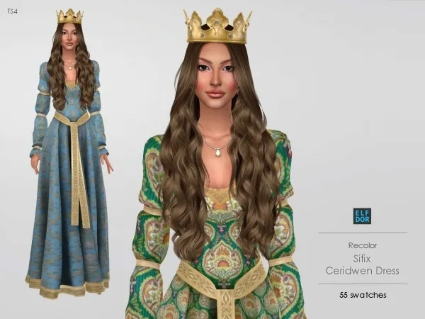 Alpha Sifix Ceridwen Dress RC by elfdor - The Sims 4 Custom Content