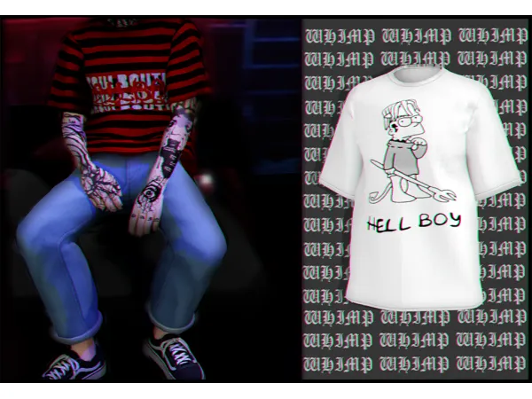 Alpha Lilpeep tee X deep tattoo by whimp - The Sims 4 Custom Content