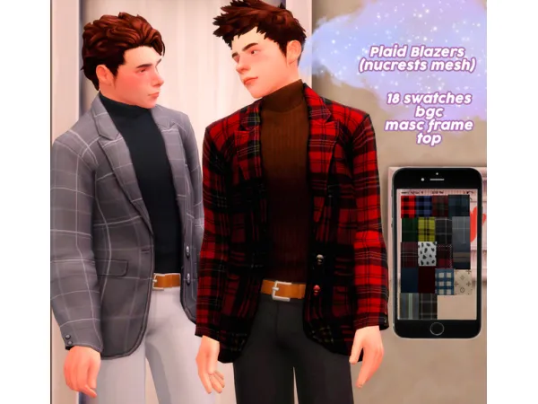 Maxis Match Plaid Blazers by CreamLatteDream - The Sims 4 Custom Content