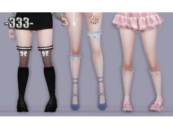 Mix Bow silk stockings by 333 - The Sims 4 Custom Content