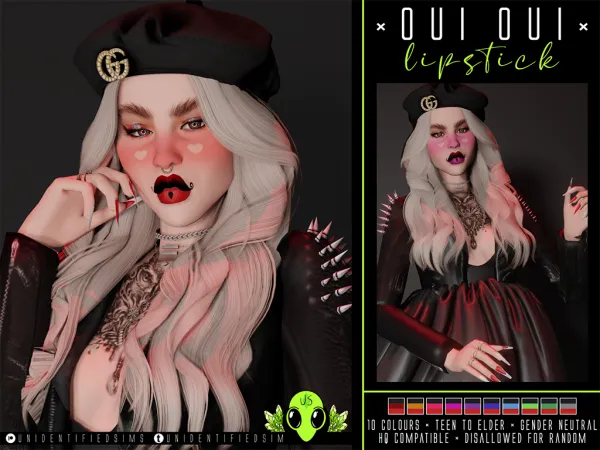 Alpha Oui Oui Lipstick by unidentifiedsims - The Sims 4 Custom Content
