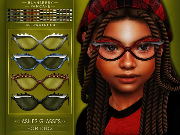 Alpha Lashes Glasses (KIDS) Blahberry Pancake by blahberry-pancake - The Sims 4 Custom Content
