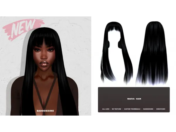 Alpha MAEVA HAIR by BADDDIESIMS - The Sims 4 Custom Content