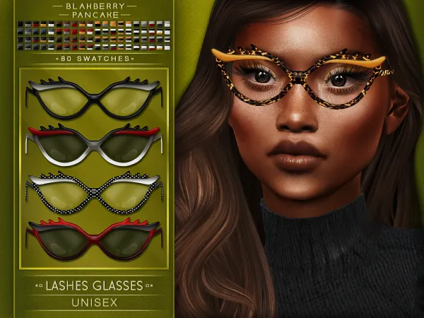 Mix Lashes Glasses (unisex) Blahberry Pancake by blahberry-pancake - The Sims 4 Custom Content