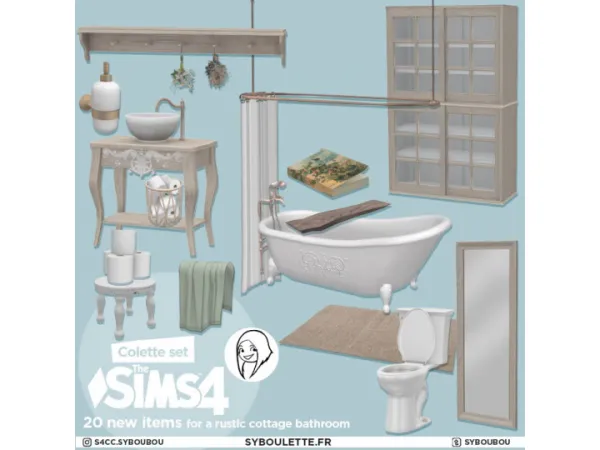 Alpha Colette bathroom set by simsfinds - The Sims 4 Custom Content