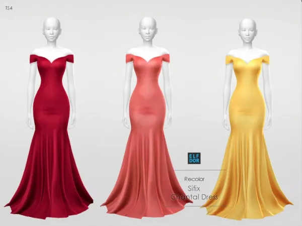 Alpha Sifix Chantal Dress RC by elfdor - The Sims 4 Custom Content
