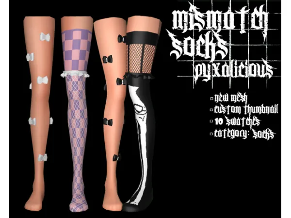 Alpha Mismatch socks by pyx - The Sims 4 Custom Content