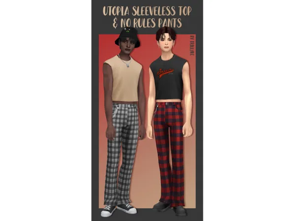 Maxis Match Utopia Sleeveless Top No Rules Pants by simsfinds - The Sims 4 Custom Content