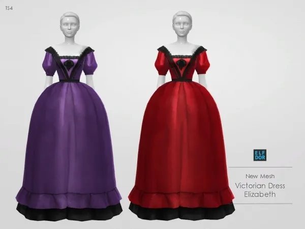 Mix Victorian Dress Elizabeth by elfdor - The Sims 4 Custom Content