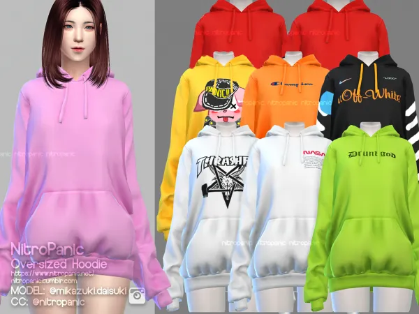 Alpha Oversized Hoodie by nitropanic - The Sims 4 Custom Content