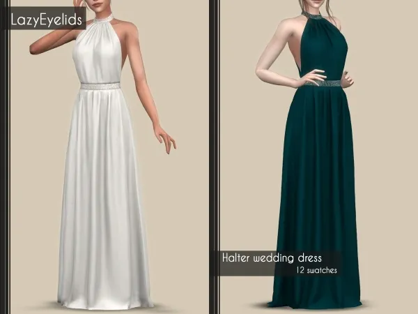 Alpha Halter wedding dress - The Sims 4 Custom Content
