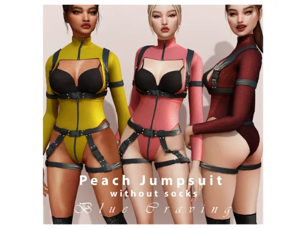 Alpha blue craving peach jumpsuit without socks by bluecraving - The Sims 4 Custom Content