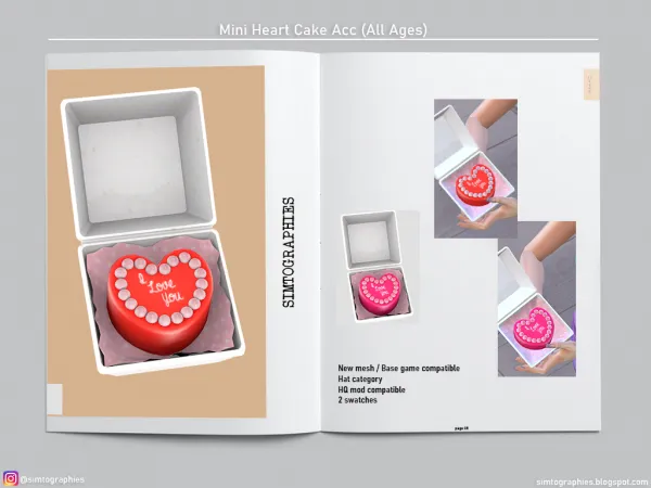 Alpha Mini Heart Cake Acc (ALL AGES) by simtographies - The Sims 4 Custom Content