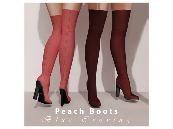 Mix Blue Craving Peach Boots by bluecraving - The Sims 4 Custom Content