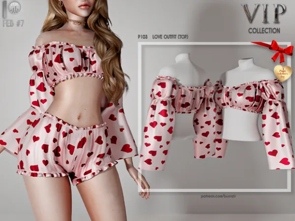 Alpha LOVE OUTFIT (TOP) P103 tr by busratr - The Sims 4 Custom Content