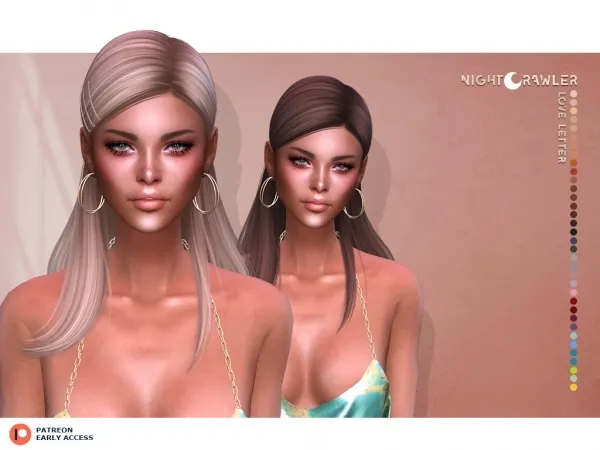 Alpha nightcrawler love letter hair by nightcrawler - The Sims 4 custom content
