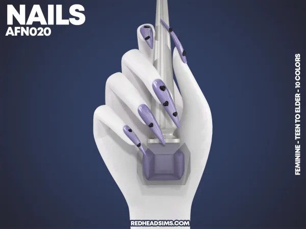 Alpha AF NAILS N020 by redheadsims - The Sims 4 Custom Content