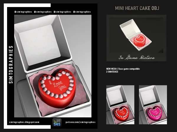 Mix Heart Mini Cake Obj Version by simtographies - The Sims 4 Custom Content