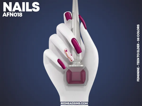 Alpha AF NAILS N018 by redheadsims - The Sims 4 Custom Content