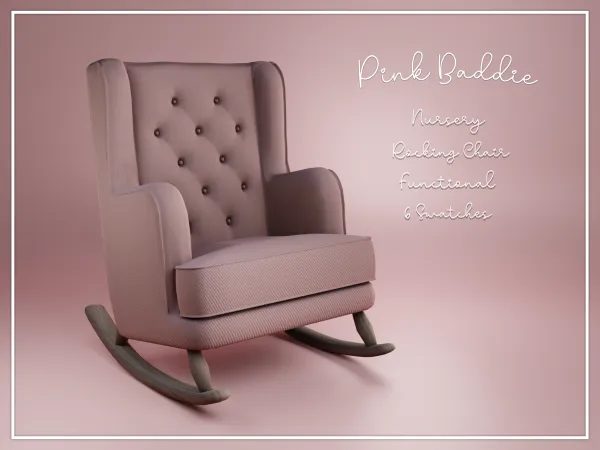 Alpha Functional nursery Rocking Chair by pinkbaddie - The Sims 4 Custom Content
