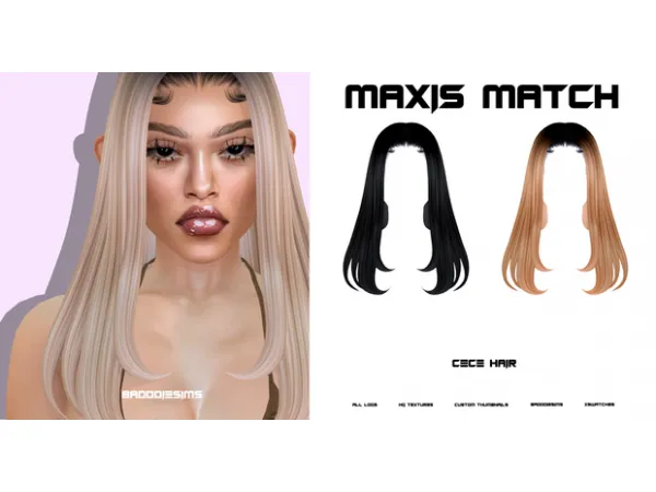 Maxis Match CECE HAIR by simsfinds - The Sims 4 Custom Content