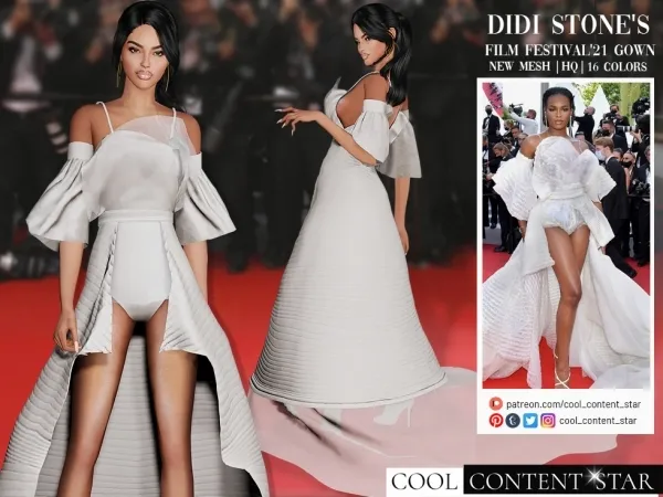 Alpha Didi Stone's Gown cool_content_star by cool_content_star - The Sims 4 Custom Content