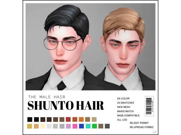 Maxis Match [JNY] SHUNTO HAIR by simsfinds - The Sims 4 Custom Content