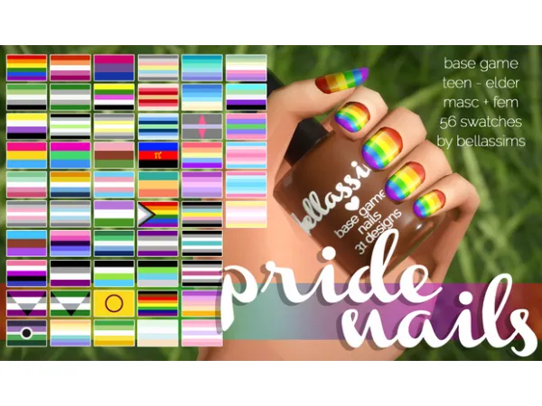 Mix Pride Nails Download by simsfinds - The Sims 4 Custom Content
