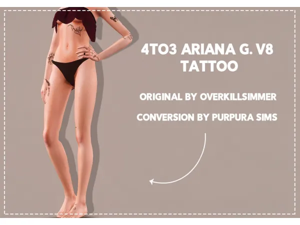 4to3 Ariana G V8 Tattoo by simsfinds - The Sims 3 Custom Content