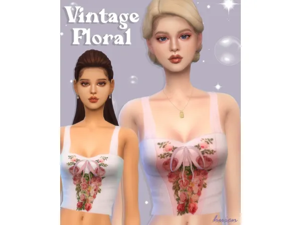 Maxis Match Vintage Floral by HUIEN - The Sims 4 Custom Content