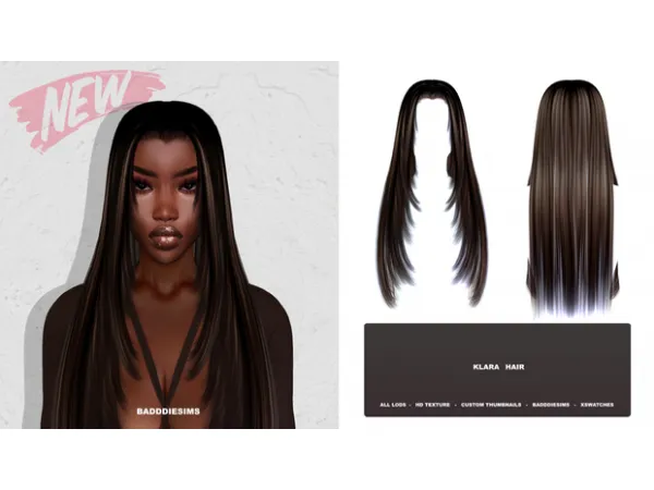 Alpha KLARA HAIR by simsfinds - The Sims 4 Custom Content
