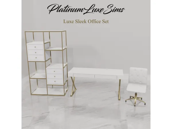 Alpha Luxe Sleek Office Set by PlatinumLuxeSims - The Sims 4 Custom Content