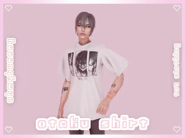 Alpha otaku shirt by ohmybunnny2 - The Sims 4 Custom Content