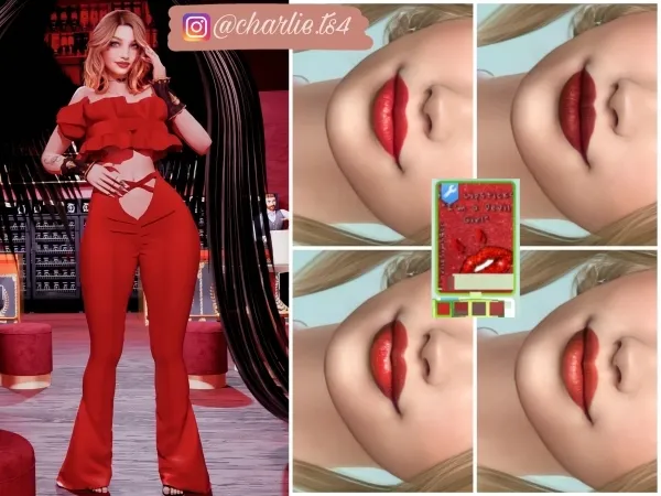 Alpha Red Lipsticks ''I'm a devil girl'' - The Sims 4 Custom Content