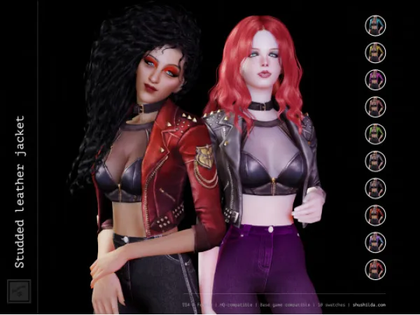 Alpha Studded leather jacket by simsfinds - The Sims 4 Custom Content