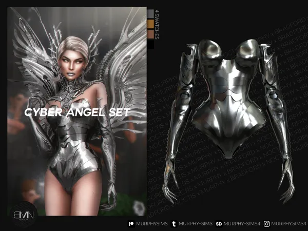 Alpha Cyber Angel Set by bradford - The Sims 4 Custom Content