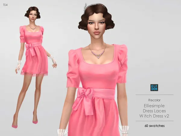 Alpha Elliesimple Lace Witch Dress V2 RC by elfdor - The Sims 4 Custom Content