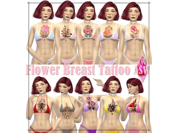 Mix Flower Beast Tattoos by simsfinds - The Sims 4 Custom Content