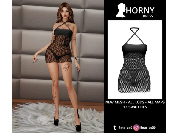 Alpha HORNY DRESS by simsfinds - The Sims 4 Custom Content
