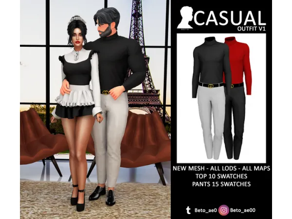 Alpha CASUAL SET V1 by simsfinds - The Sims 4 Custom Content