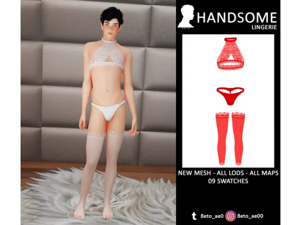 Alpha HANDSOME LINGERIE by Beto - The Sims 4 Custom Content