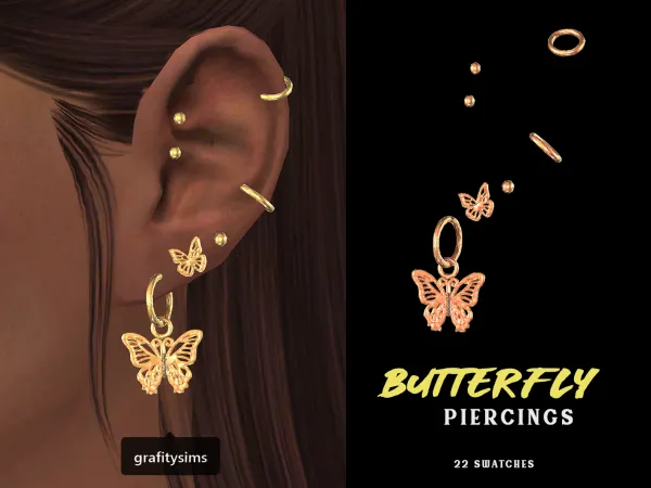Alpha Butterfly Piercings - The Sims 4 Custom Content
