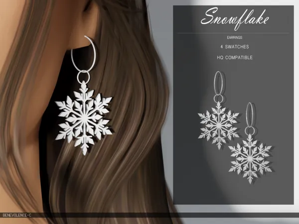 Alpha Snowflake Earrings by luminescent - The Sims 4 Custom Content