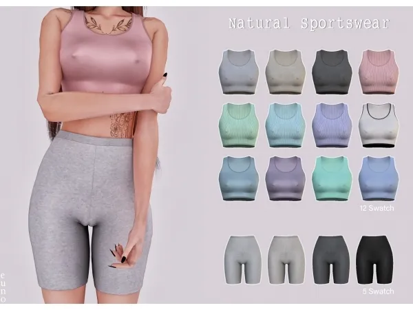 Alpha Natural sportswear set by euno - The Sims 4 Custom Content