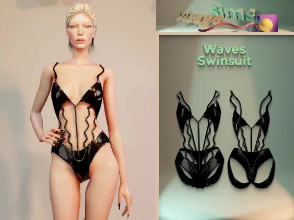 Alpha Waves Swinsuit by v1s4g3 - The Sims 4 custom content