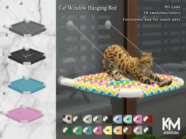Maxis Match [KM] Cat Window Hanging Bed - The Sims 4 Custom Content