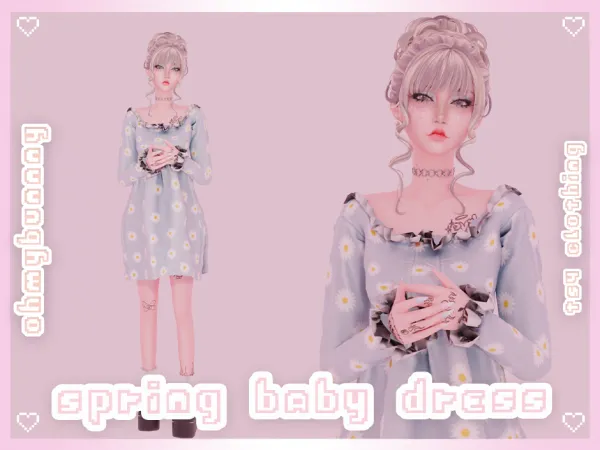 Alpha spring baby dress by ohmybunnny2 - The Sims 4 Custom Content