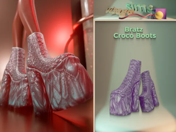 Alpha Bratz Croco Boots by v1s4g3 - The Sims 4 Custom Content