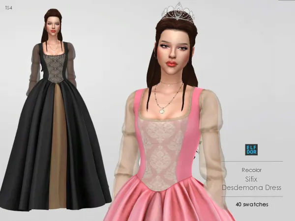 Alpha Sifix Desdemona Dress RC by elfdor - The Sims 4 Custom Content