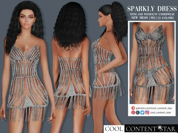 Alpha Sparkly dress by cool_content_star - The Sims 4 Custom Content
